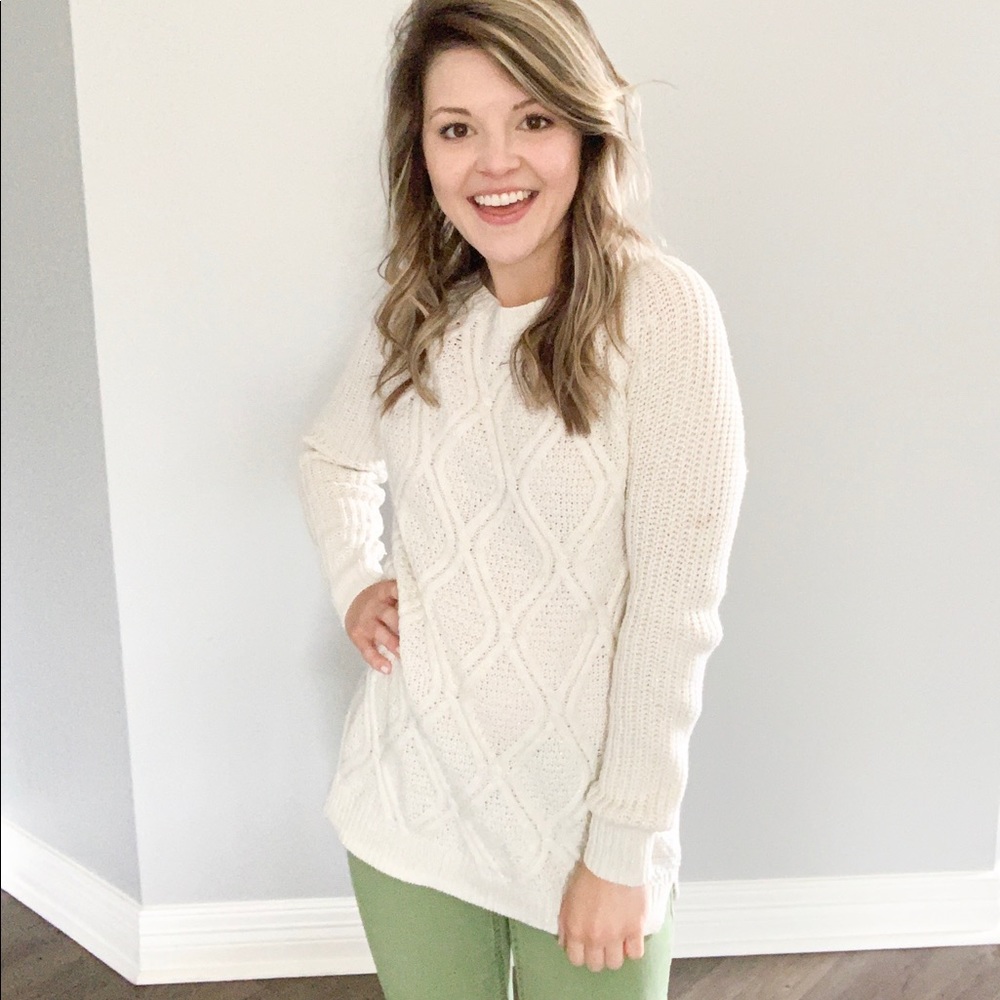 White Sweater with Gold Accents